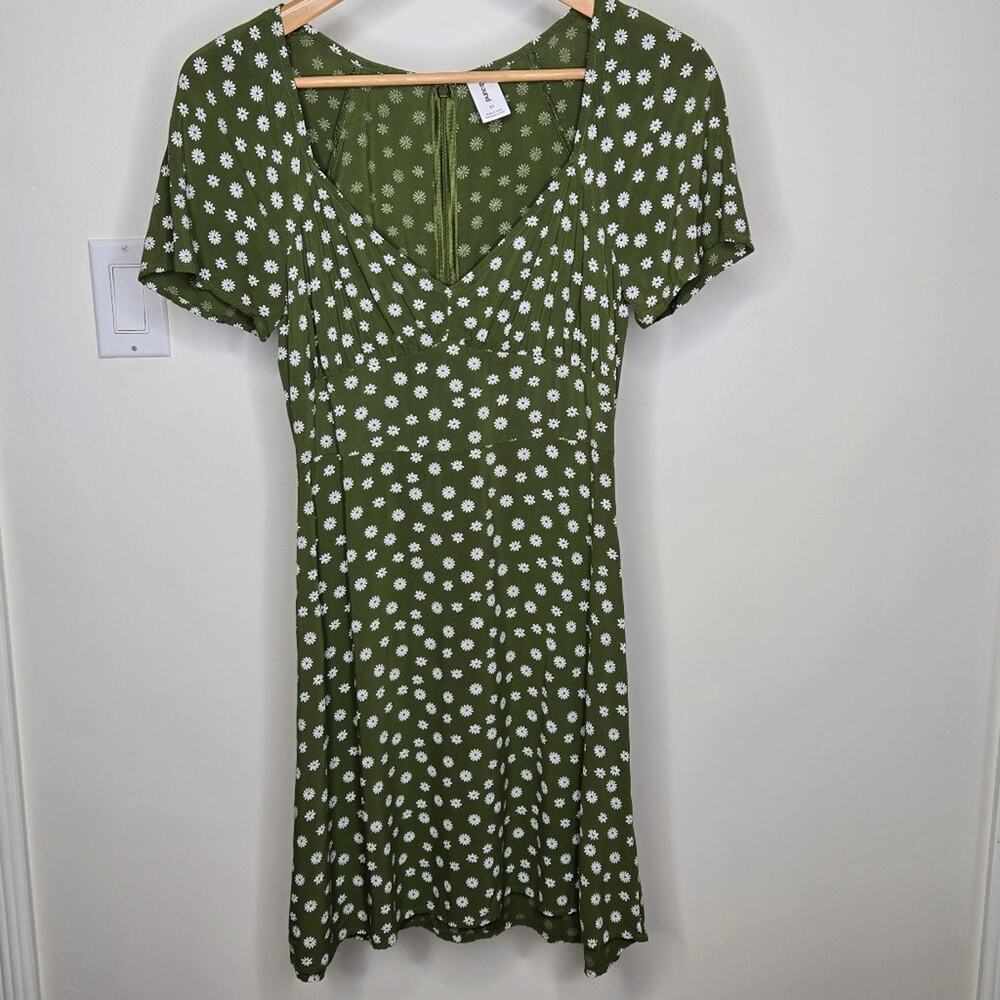ABOUND Green Short Raglan Sleeve Sundress Sweetheart Neckline Fit & Flare Sz XS